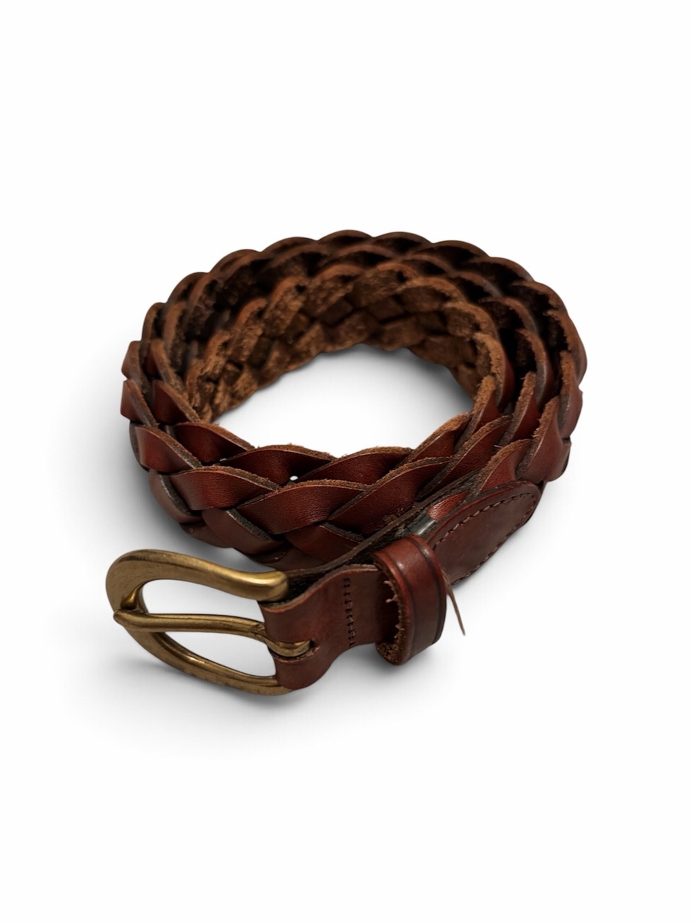 Braided Leather Belt - Dark Brown